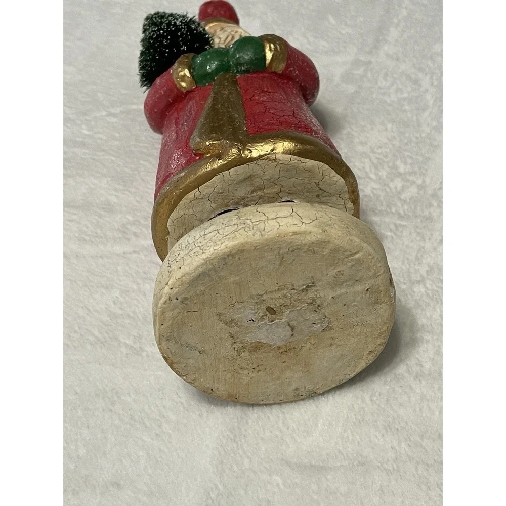 Vtg Santa Clause‎ Figure Glitter Tree Christmas Decoration Figurine Crackle